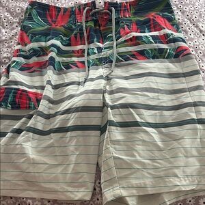 Ocean Current Floral Striped Swim Shorts